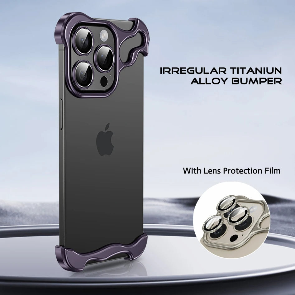 Metallic Anti-fall iPhone Case with Protective Lens